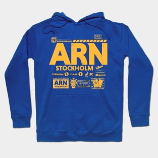 Vintage Stockholm ARN Airport Code Travel Day Retro Travel Tag Sweden Hoodie